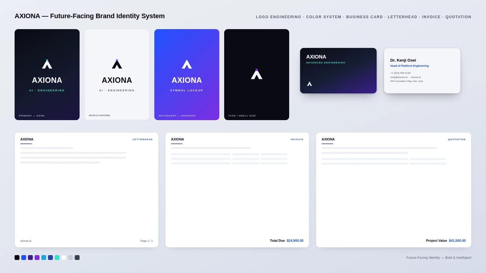 AXIONA — Future-Facing Brand Identity Design Prompt — Business & Brand template preview