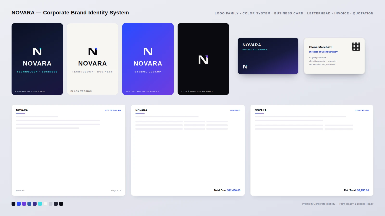 NOVARA — Premium Corporate Brand Identity Design Prompt — Business & Brand template preview